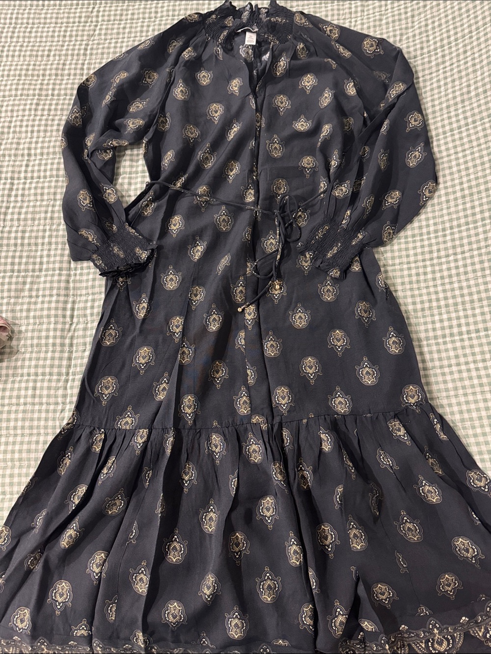 H&M Black Maxi Dress with Gold Paisley Motif